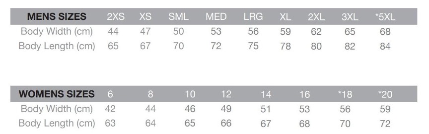 Camp Horizon T-Shirt Size Guide